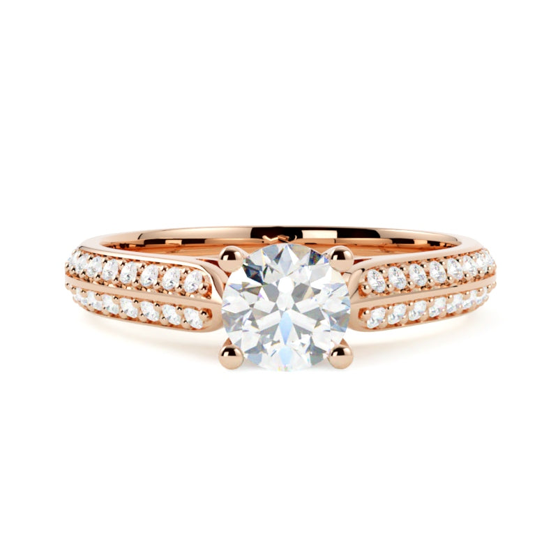 Pierścionek z różowego złota 585 z diamentem elegancki pierścionek dla tych co chcą więcej